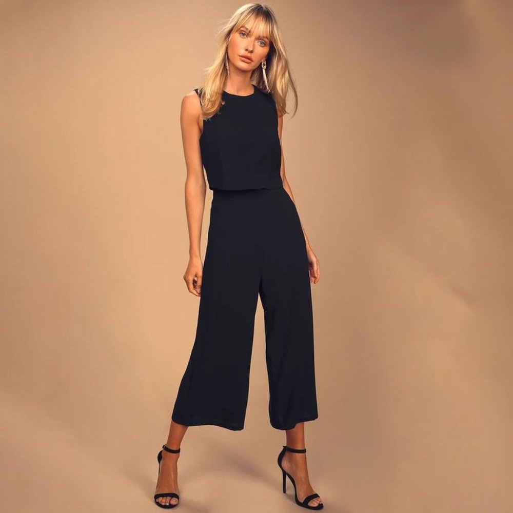 NWT LULU'S Black Backless Midi Jumpsuit Size S